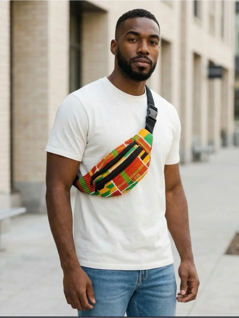Handmade Ankara Fanny Pack, African Wax Print Crossbody Belt Bag
